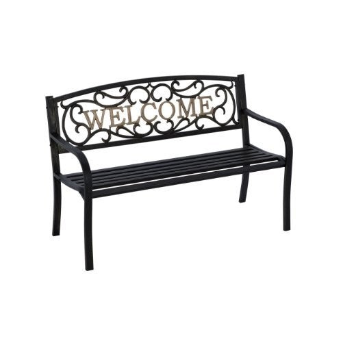 Living Accents Park Bench Welcome 50.5" W X 23.5" D X 33.5" H Cast Iron