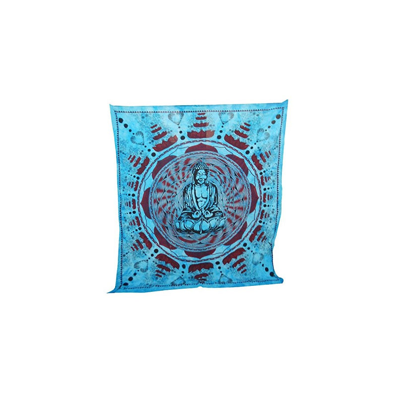 Meditation Buddha Tapestry Large Table Runner Wall Art Blue Bedspread Art, Home Decor Wall Hanging, Table Cloth Home Décor Bed Spread, Cotton Bohemian Tapestry, Hippie Tapestry