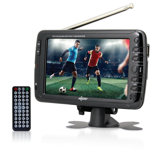 Axess 7-Inch AC/DC, LCD TV with ATSC Tuner, Rechargeable Battery and USB/SD Inputs, TV1703-7