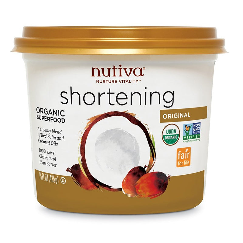 Nutiva USDA Certified Organic, non-GMO Fair for Life Red Palm and Coconut Shortening, 15-Ounces