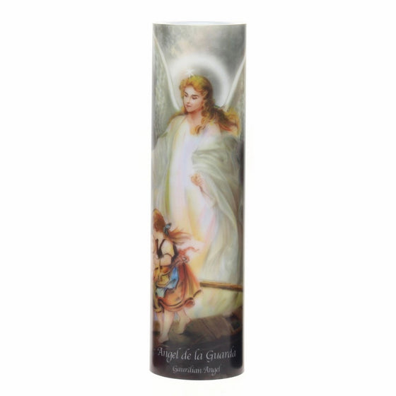 The Saints Collection Guardian Angel Flickering LED Prayer Candle with Automatic Timer, Religious Gift Ideas for Mom, Dad, Sister, Brother, and Friends