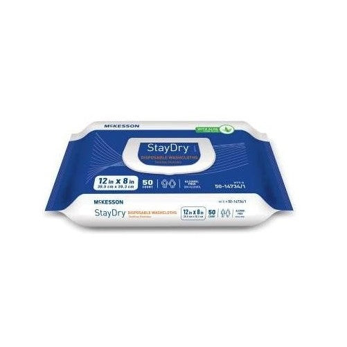 McKesson StayDry Disposable Washcloths with Aloe - 1 Pack / 50 Per Pack