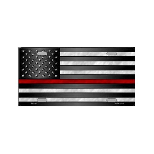Smart Blonde LP-7901 American Flag With Red Fire Novelty Metal License Plate