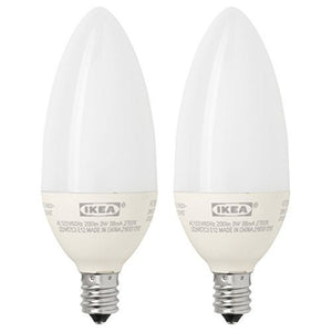 Ikea E12 LED Light Bulb (2 Pack) 200 Lumen 3 Watt Candle