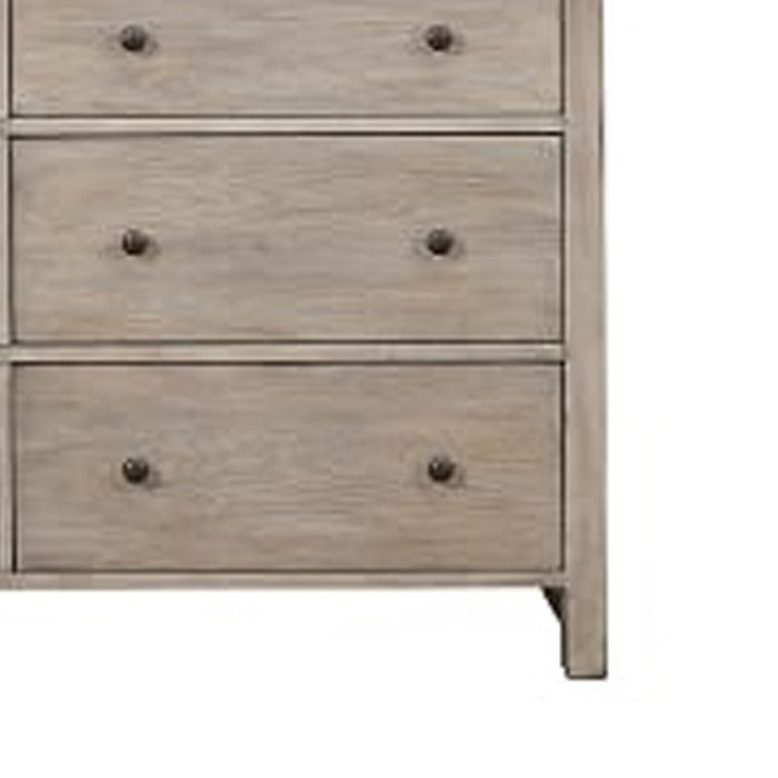 Six Drawer Transitional Style Dresser with Grain Details, Gray