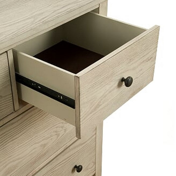 Four Drawer Transitional Style Chest with Wood Grain Details, White