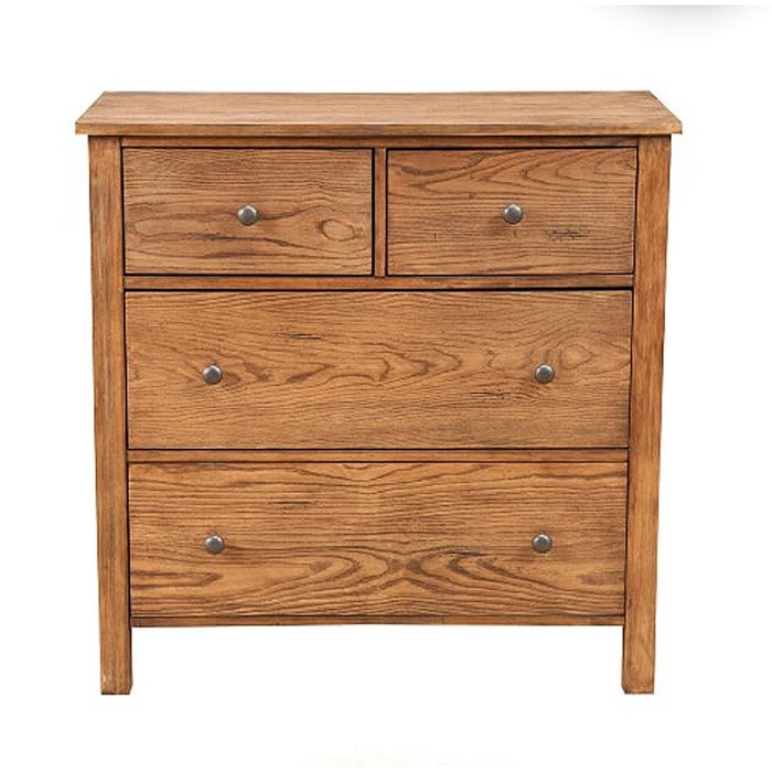 Four Drawer Transitional Style Chest with Wood Grain Details, Brown