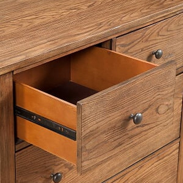 Four Drawer Transitional Style Chest with Wood Grain Details, Brown