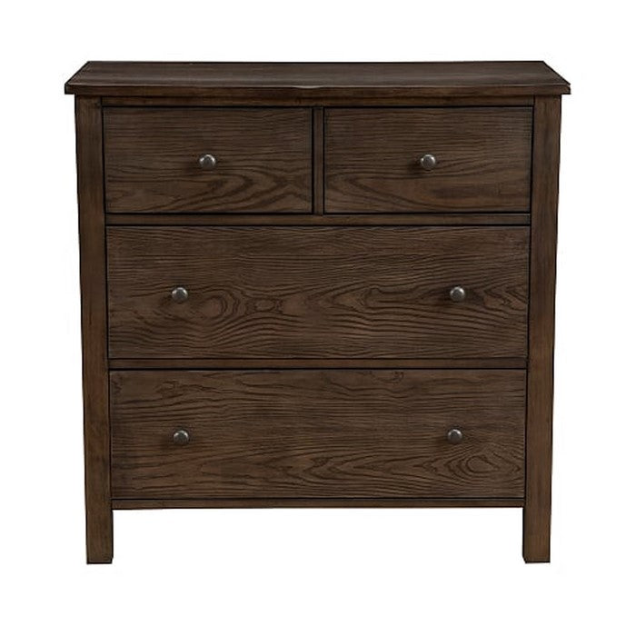 Four Drawer Transitional Style Chest with Wood Grain Details, Gray
