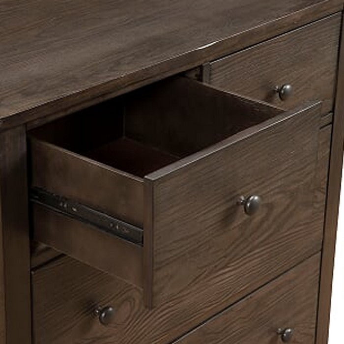 Four Drawer Transitional Style Chest with Wood Grain Details, Gray