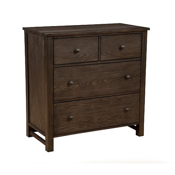 Four Drawer Transitional Style Chest with Wood Grain Details, Gray