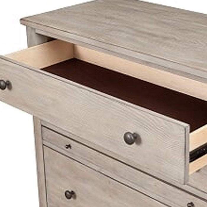 Wooden Chest with 4 Spacious Drawer and 1 Pull Out Tray, Gray