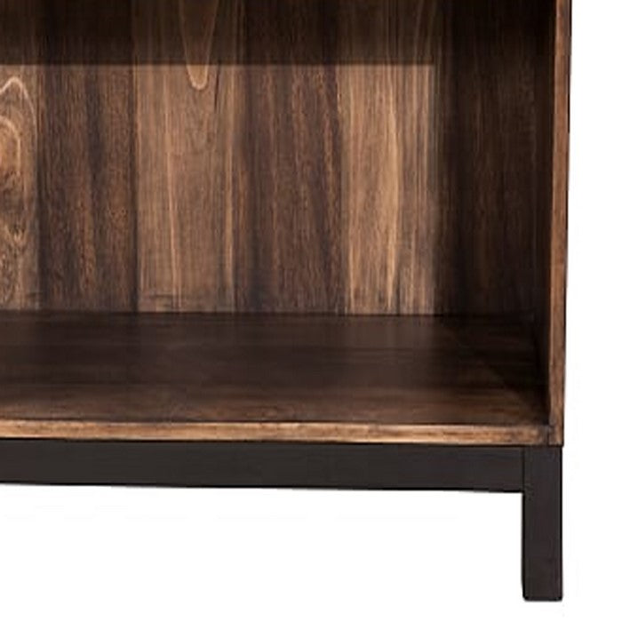 Two Tone Nightstand with 1 Drawer and 1 Open Compartment, Brown