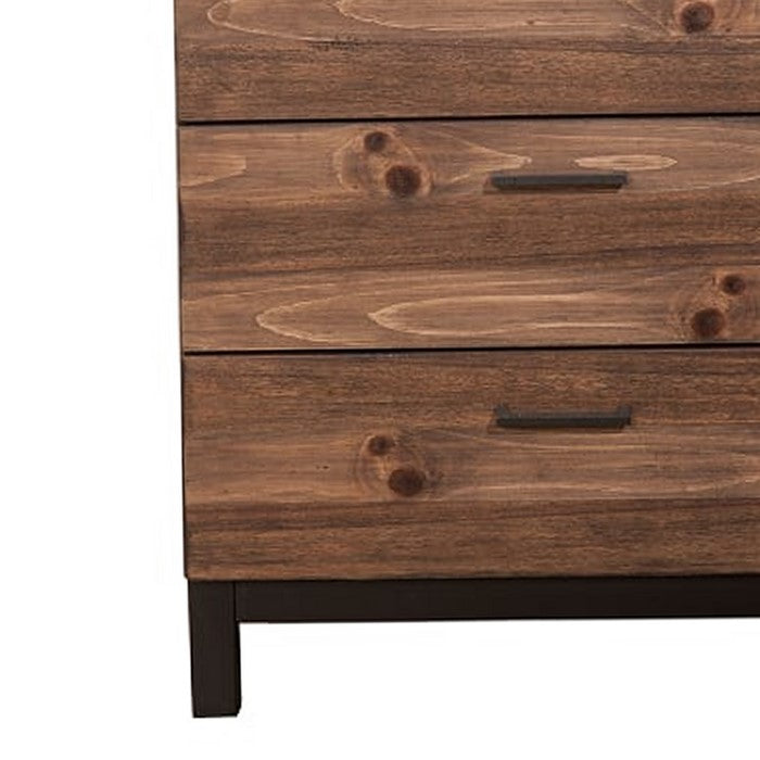Transitional Style Wooden Chest with 3 Drawers, Small, Brown