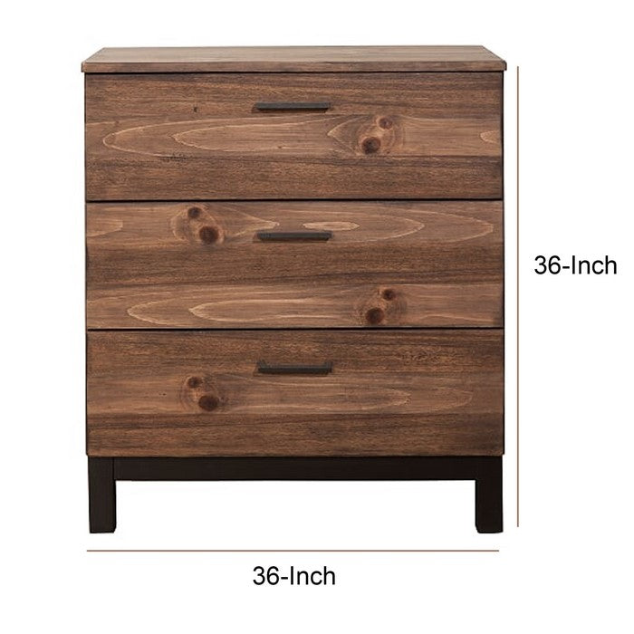 Transitional Style Wooden Chest with 3 Drawers, Small, Brown