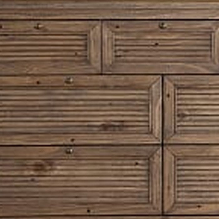 Transitional Seven Drawer Dresser with Louvered Front, Brown