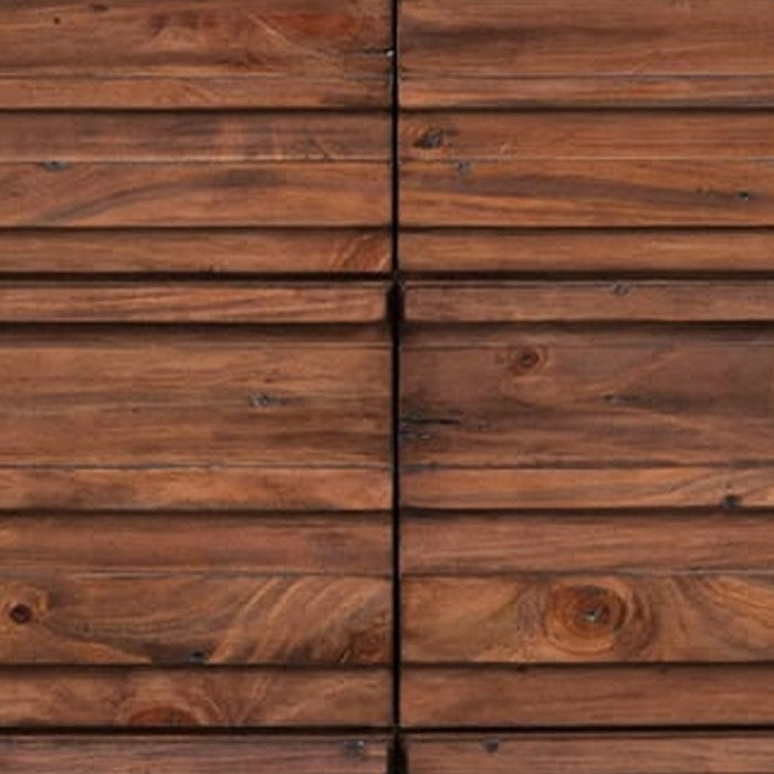 Six Drawer Transitional Dresser with Louvered Front, Brown