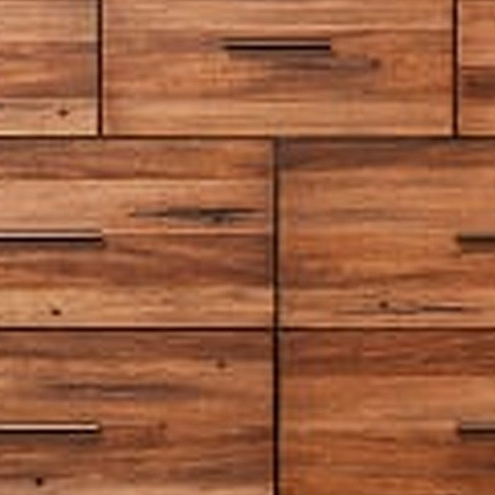 Transitional Style 7 Drawer Dresser with Metal Bar Handles, Brown