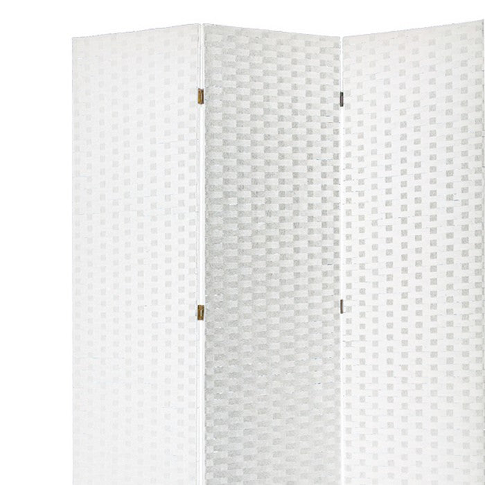 Wooden Foldable 3 Panel Room Divider with Streamline Design, White