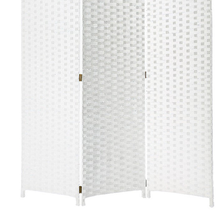 Wooden Foldable 3 Panel Room Divider with Streamline Design, White
