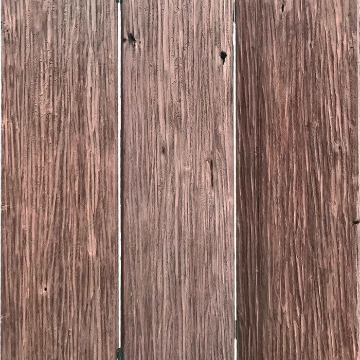 Textured and Bark Designed Wooden 3 Panel Room Divider , Natural Brown