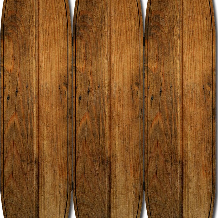 Plank Style Surfboard Shaped 3 Panel Wooden Room Divider, Brown