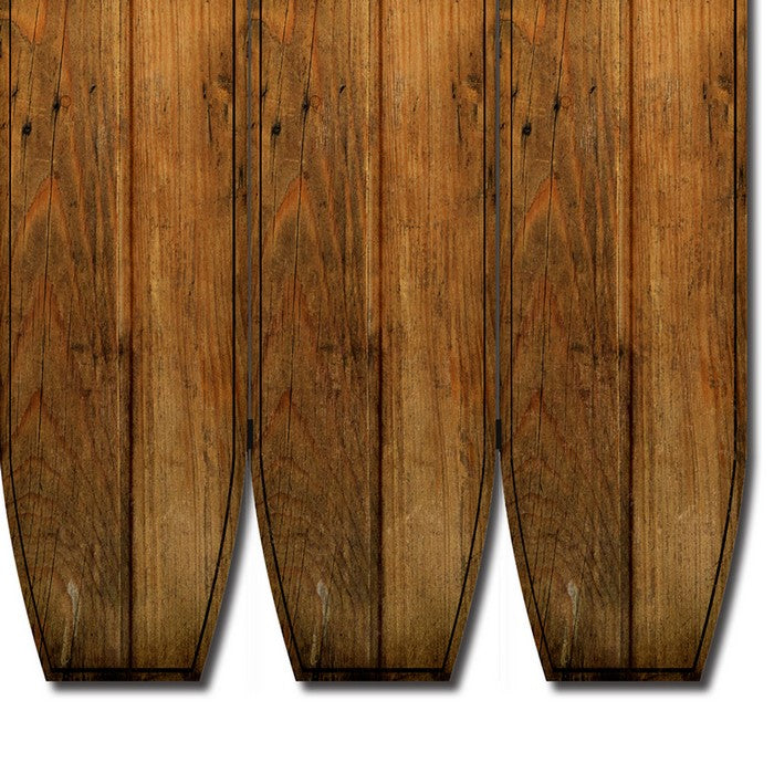 Plank Style Surfboard Shaped 3 Panel Wooden Room Divider, Brown