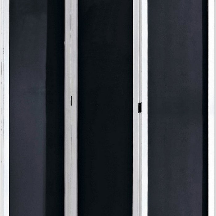 Chalkboard and Wooden 3 Panel Room Divider, Black and White