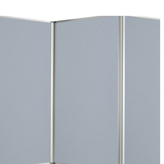 Accordion Style Fabric Upholstered 3 Panel Room Divider, Gray