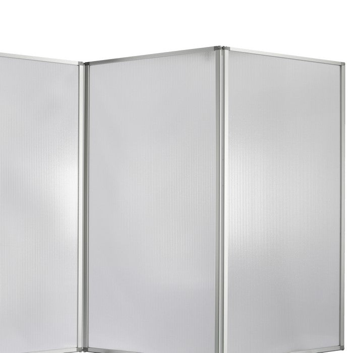 Accordion Style Plastic Inserts 3 Panel Room Divider with Casters, Gray