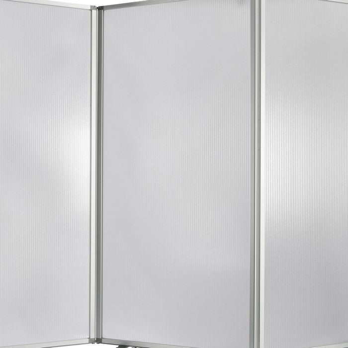 Accordion Style Plastic Inserts 3 Panel Room Divider with Casters, Gray
