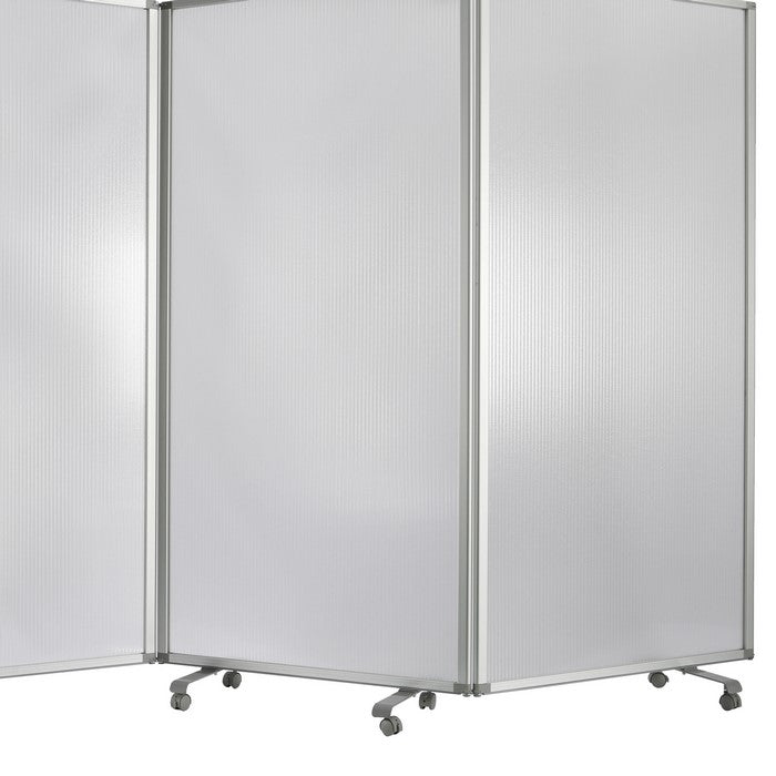 Accordion Style Plastic Inserts 3 Panel Room Divider with Casters, Gray