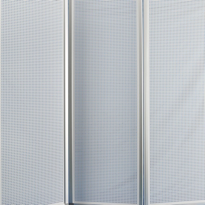 Accordion Style Metal 3 Panel Room Divider with Perforated Details, White
