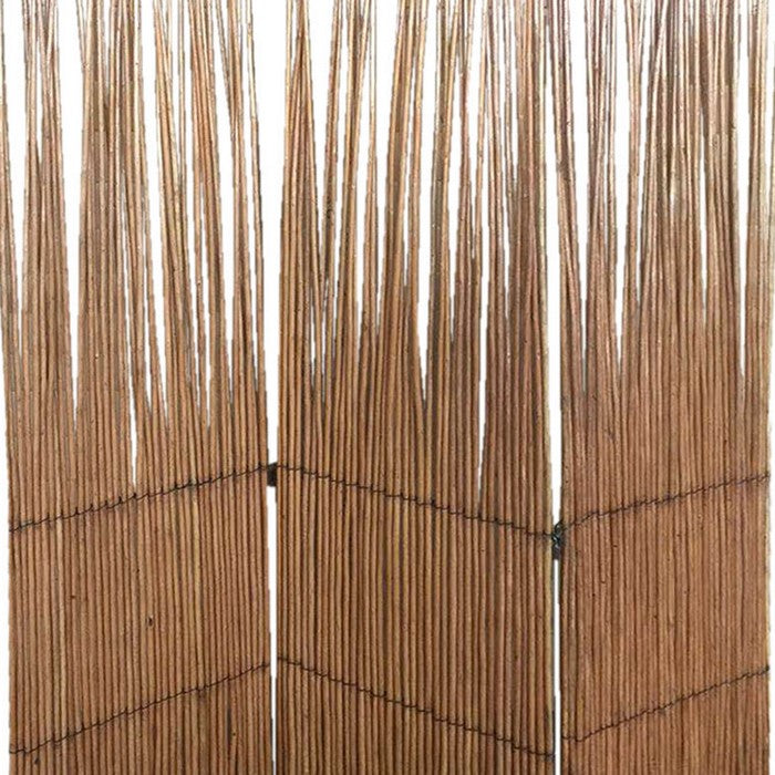 Traditional Style 3 Panel Wooden Willow Branch Room Divider, Brown
