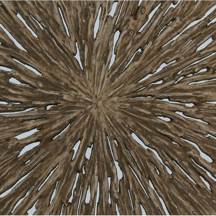 Round Shape Rotten Wood Sandstone Wall Decor with Cut Outs,Small, Oak Brown