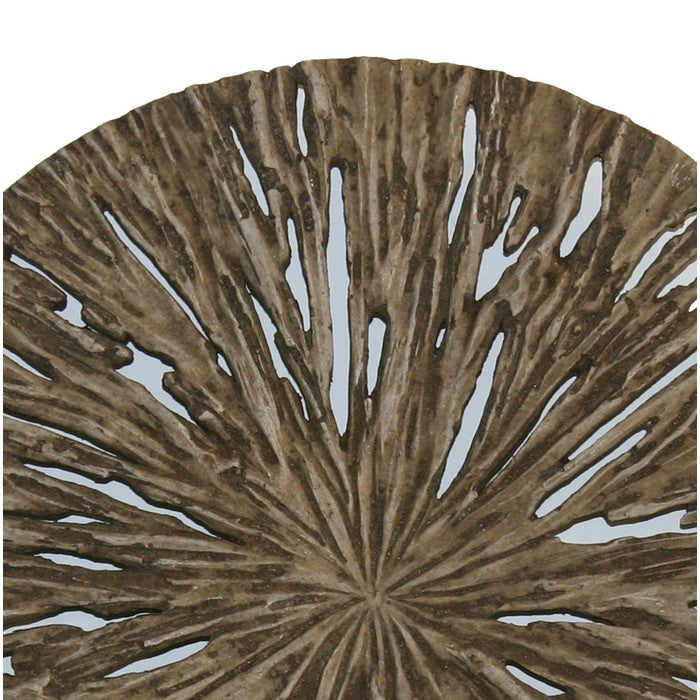 Round Shape Rotten Wood Sandstone Wall Decor with Cut Out,Medium, Oak Brown