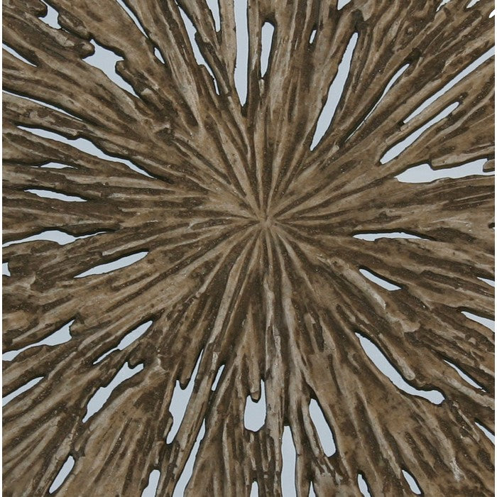 Round Shape Rotten Wood Sandstone Wall Decor with Cut Out,Medium, Oak Brown