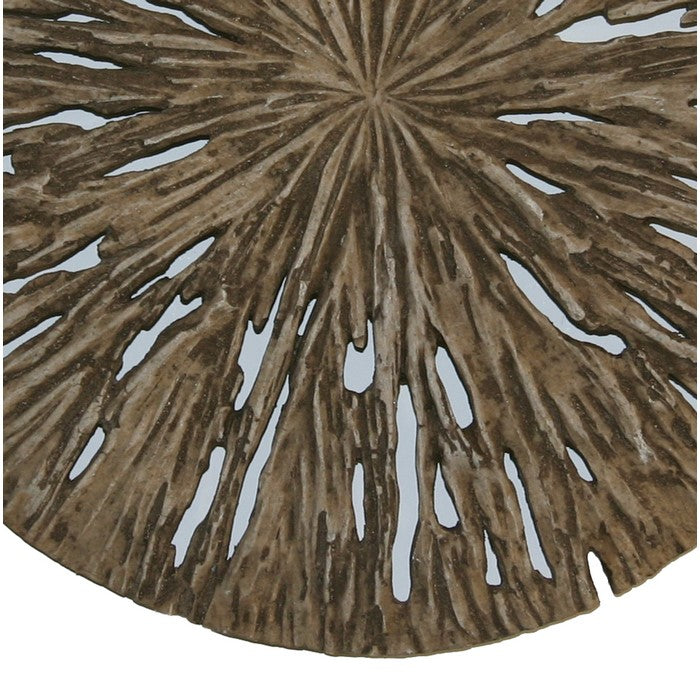 Round Shape Rotten Wood Sandstone Wall Decor with Cut Out,Medium, Oak Brown