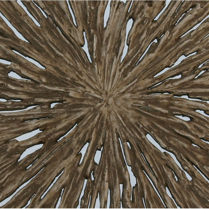 Round Shape Rotten Wood Sandstone Wall Decor with Cut Out, Large, Oak Brown