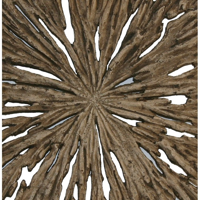 Square Rotten Wood Sandstone Wall Decor with Cut Outs, Small, Oak Brown