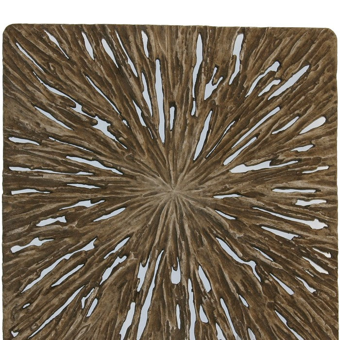 Square Rotten Wood Sandstone Wall Decor with Cut Out, Medium, Oak Brown