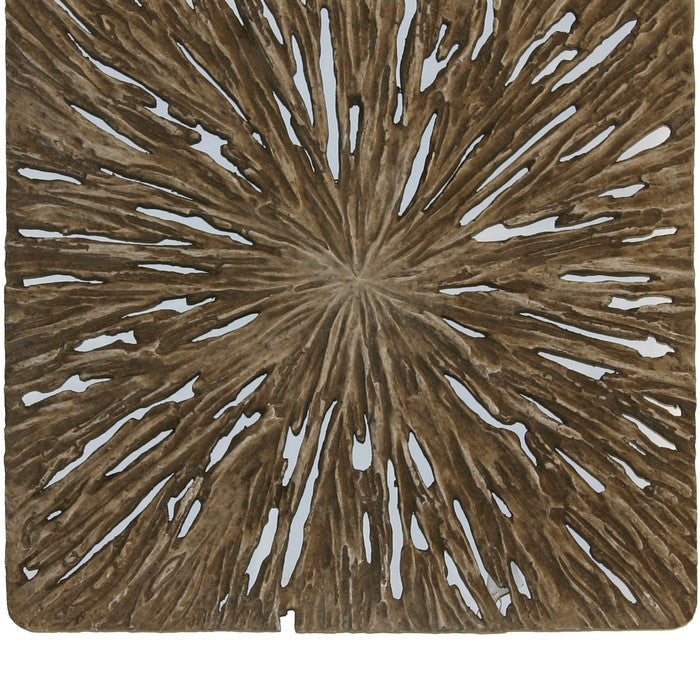 Square Rotten Wood Sandstone Wall Decor with Cut Out, Medium, Oak Brown