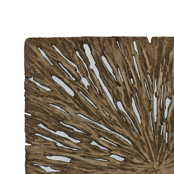 Square Rotten Wood Sandstone Wall Decor with Cut Out, Large, Oak Brown