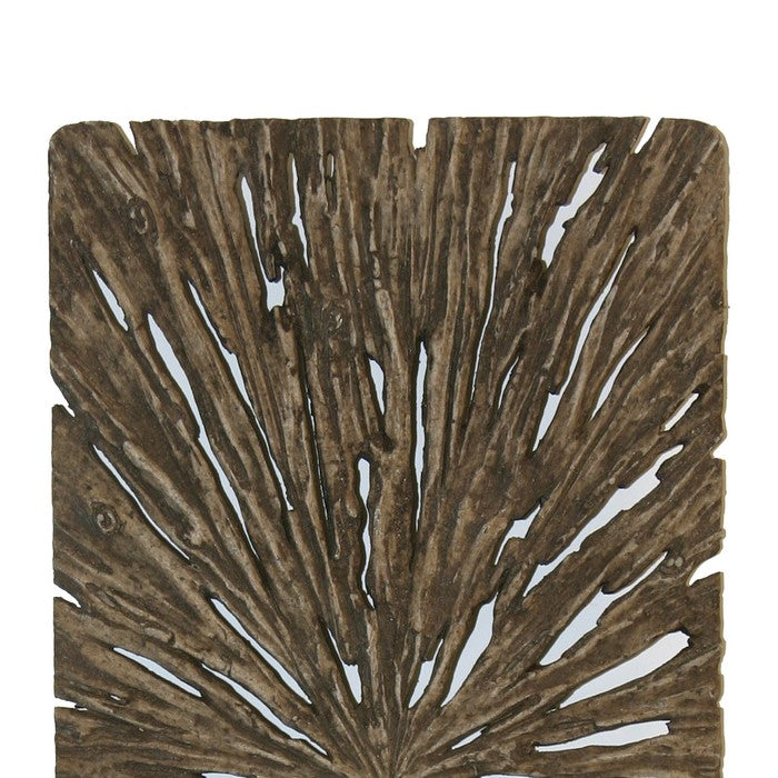 Rectangle Rotten Wood Sandstone Wall Decor with Cut Out, Small, Oak Brown