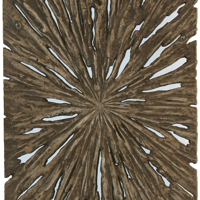 Rectangle Rotten Wood Sandstone Wall Decor with Cut Out, Small, Oak Brown