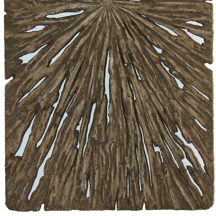 Rectangle Rotten Wood Sandstone Wall Decor with Cut Out, Small, Oak Brown