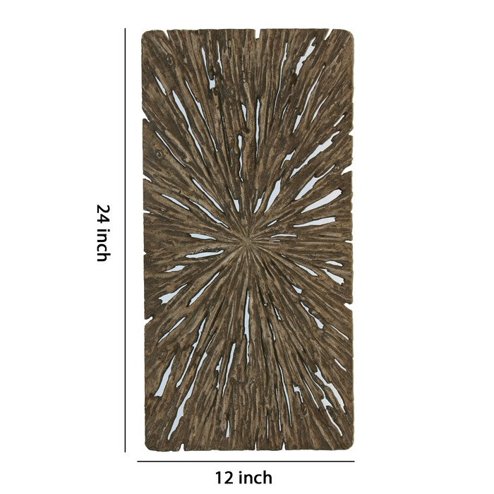Rectangle Rotten Wood Sandstone Wall Decor with Cut Out, Small, Oak Brown