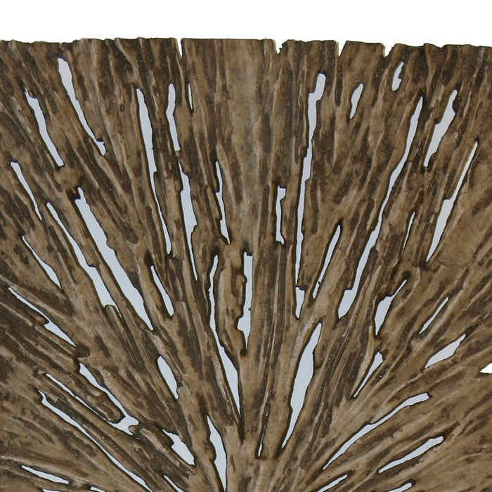 Rectangle Rotten Wood Sandstone Wall Decor with Cut Out, Medium, Oak Brown