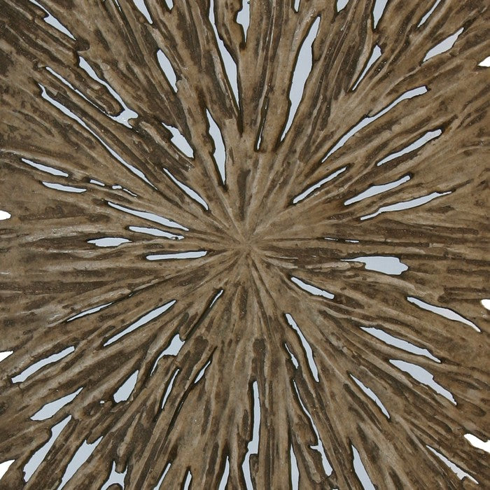 Rectangle Rotten Wood Sandstone Wall Decor with Cut Out, Medium, Oak Brown