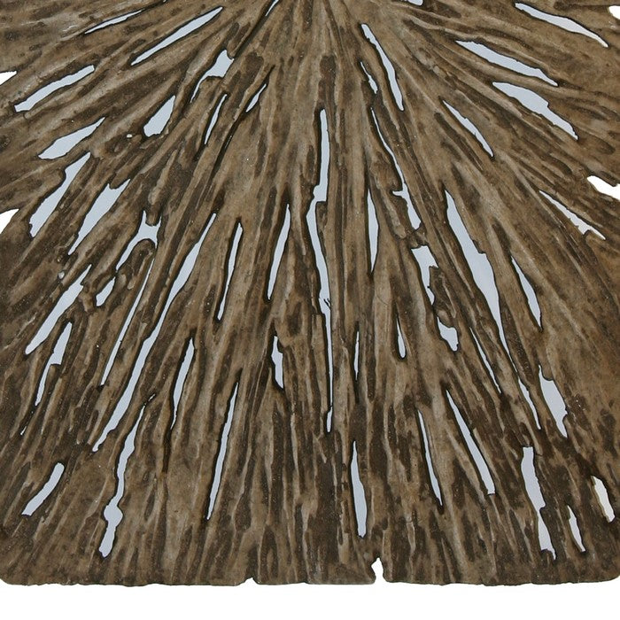 Rectangle Rotten Wood Sandstone Wall Decor with Cut Out, Medium, Oak Brown